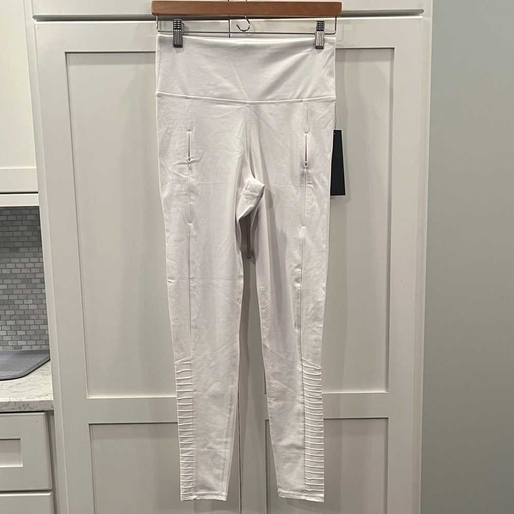 Mono B Womens White High-Waisted Moto Leggings NWT